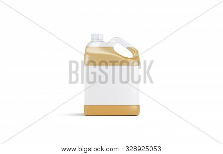 Blank Transparent Plastic Canister With Orange Juice Mockup, Front View, 3d Rendering. Empty Storage