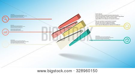 3D Illustration Infographic Template With Embossed Cube Randomly Divided To Five Moved Parts Askew A