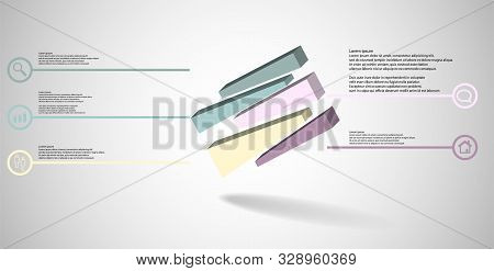3D Illustration Infographic Template With Embossed Cube Randomly Divided To Five Moved Parts Askew A