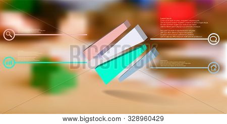 3d Illustration Infographic Template. The Embossed Cube Is Randomly Divided To Four Shifted Color Pa
