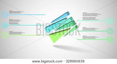 3D Illustration Infographic Template With Embossed Cube Randomly Divided To Six Moved Parts Askew Ar