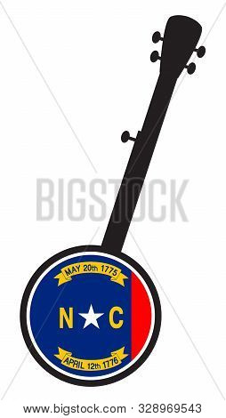 A Typical Five String Banjo In Silhouette On A White Background Woth The Icon From The State Flagl O