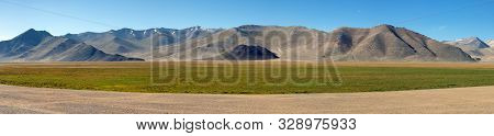 Pamir Mountains In Pajikistan. Landscape Around Pamir Highway M41 International Road.