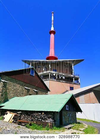 Lysa Hora Tower From Spring Beskydy Hills