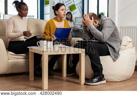 Angry Manager Woman Arguing Disagreeing About Bad Business Contract, Diverse Colleagues Having Confl