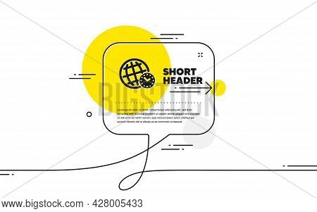 Time Zone Icon. Continuous Line Chat Bubble Banner. World Clock Sign. Watch Symbol. Time Zone Icon I