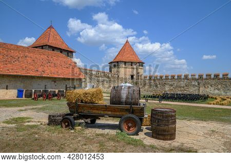 Interior view of medieval Turkish and Russian Bender fortress on Dniester river in Tighina or Bendery, Transnistria, Moldova