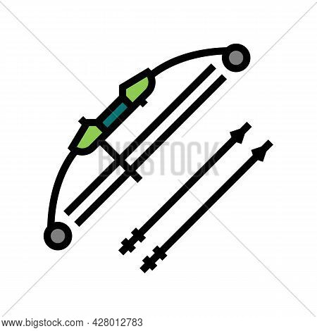 Bow And Arrows Color Icon Vector. Bow And Arrows Sign. Isolated Symbol Illustration