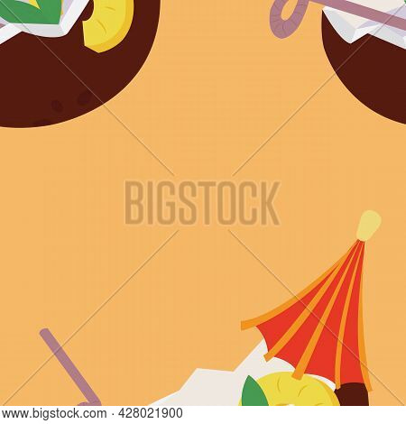 Coconut Cocktail. Seamless Pattern. Vector Stock Illustration.