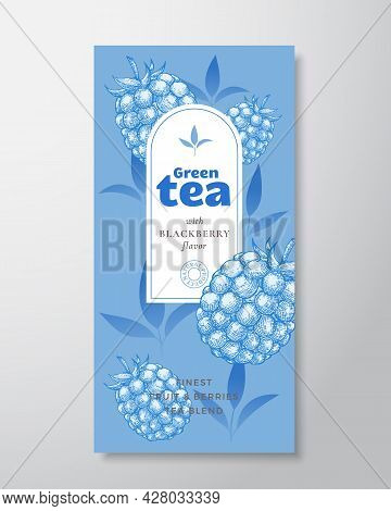 Fruit And Berries Tea Label Template. Abstract Vector Packaging Design Layout With Realistic Shadows