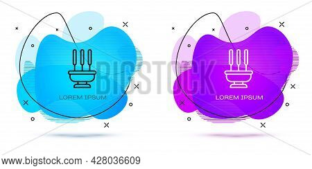 Line Burning Aromatic Incense Sticks Icon Isolated On White Background. Abstract Banner With Liquid 