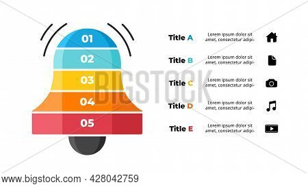Creative Vector Notification Infographic Template. Abstract Social Media Diagram. Bell Ring Symbol. 