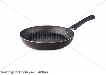 New Empty Frying Grill Metal Pan For Cooking Isolated On White Background. Empty Skillet Cast Iron P