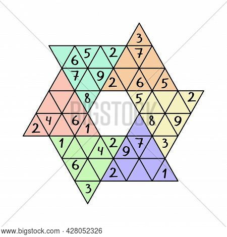 Star Sudoku Game For Children Vector Illustration. Use Sudoku Rules In The Unusual Puzzle. Full The 