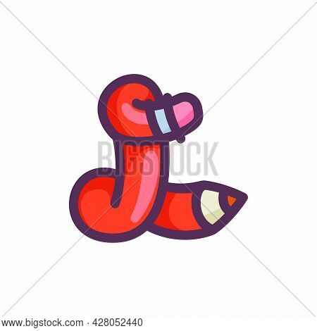 L Letter Logo Made Of A Pencil. Vector Typeface For Back To School Events, Art Identity, Education P