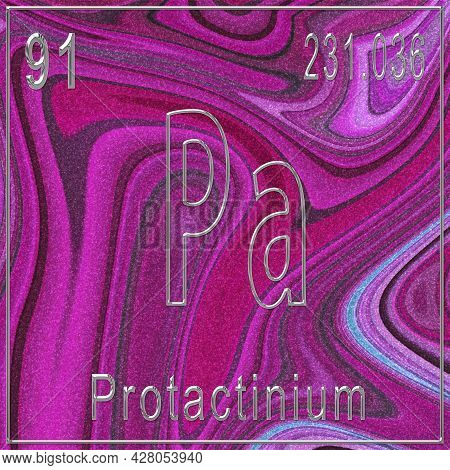 Protactinium Chemical Element, Sign With Atomic Number And Atomic Weight, Periodic Table Element, Pi