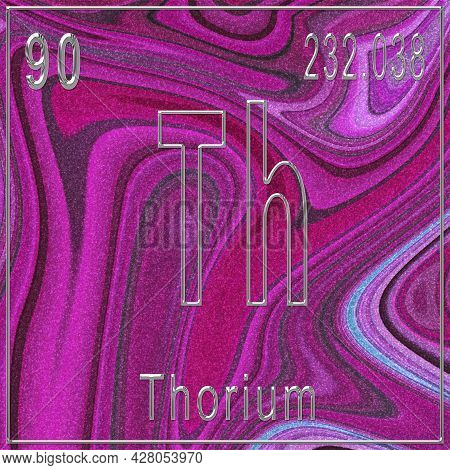 Thorium Chemical Element, Sign With Atomic Number And Atomic Weight, Periodic Table Element, Pink Ba