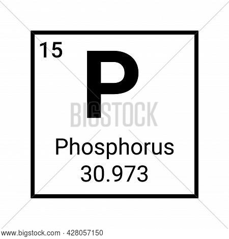 Phosphorus Chemical Element Periodic Table Icon. Phosphorus Atom Symbol Vector