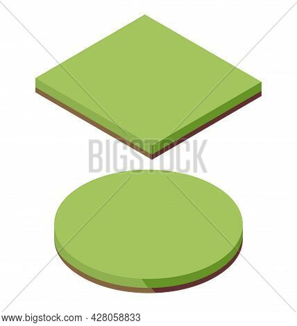 Isometric Grass Land Texture Icon. Field Landscape Garden Green Vector