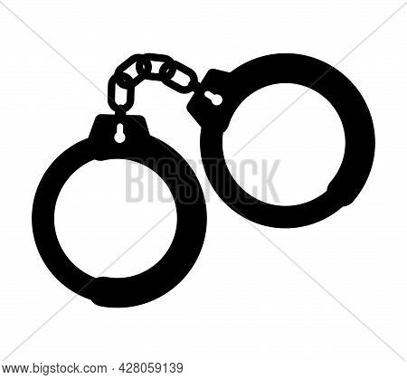Handcuff Vector Icon Police Prison Illustration. Handcuffs Arrest Icon Jail Cuffs