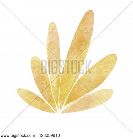 Silhouette Of Oblong Leaves, Leaves Extending From The Center, Stylized Shrub.