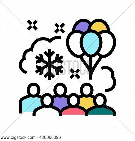 Winter Kids Party Color Icon Vector. Winter Kids Party Sign. Isolated Symbol Illustration