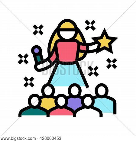Popstar Kids Party Color Icon Vector. Popstar Kids Party Sign. Isolated Symbol Illustration
