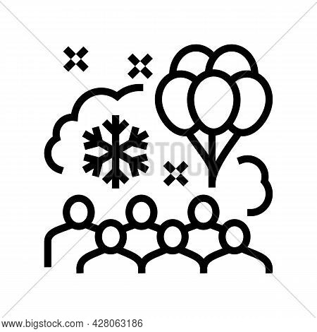 Winter Kids Party Line Icon Vector. Winter Kids Party Sign. Isolated Contour Symbol Black Illustrati