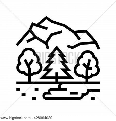 Taiga Landscape Line Icon Vector. Taiga Landscape Sign. Isolated Contour Symbol Black Illustration