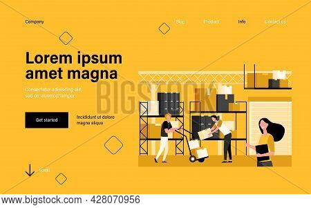 Staff Working In Logistic Storage Isolated Flat Vector Illustration. Cartoon Stockroom Workers And L