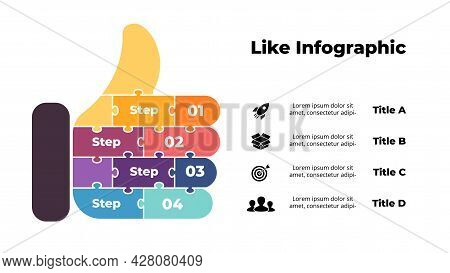 Creative Vector Like Logo Template. Abstract Social Media Sign. Internet Diagram With 4 Steps, Parts