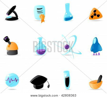 Ícones de ciência brilhante