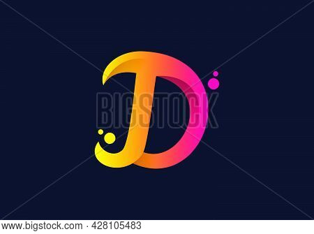 Initial D Letter Pink Yellow Color Design