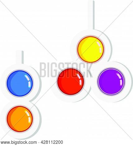 Two Anti-stress Toys With Dimples And A Touch Kit. Colorful Silicone Bubbles. Fashionable Key Chains