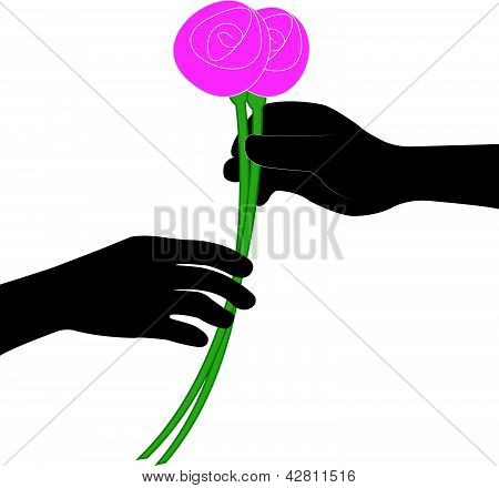 vector de flor dando la mano