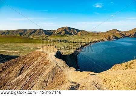 Crimea Peninsula. Koktebel. Cape Hameleon. Coastline Of The Black Sea Summer