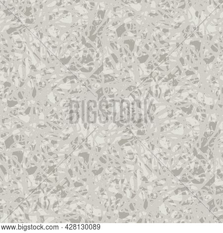 Abstract Lace Vector Seamless Pattern Background. Mottled Natural Ecru Beige Backdrop With Fibrous T