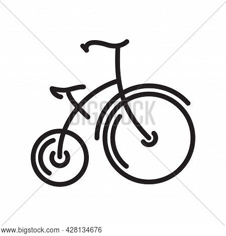 Antique Highwheel Bike. Black And White Vector