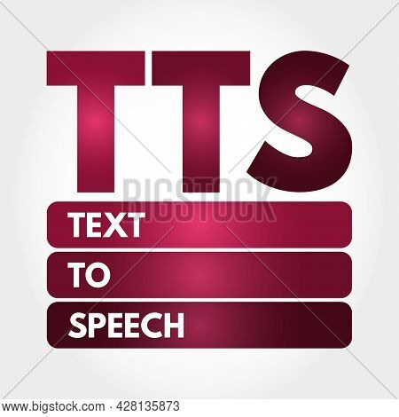 Tts - Text To Speech Acronym, Technology Concept Background