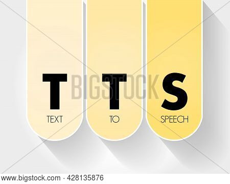 Tts - Text To Speech Acronym, Technology Concept Background