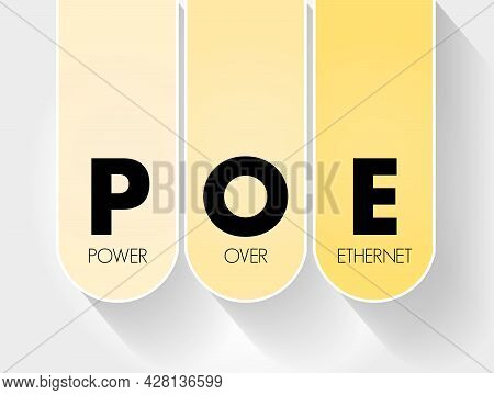 Poe - Power Over Ethernet Acronym, Technology Concept Background