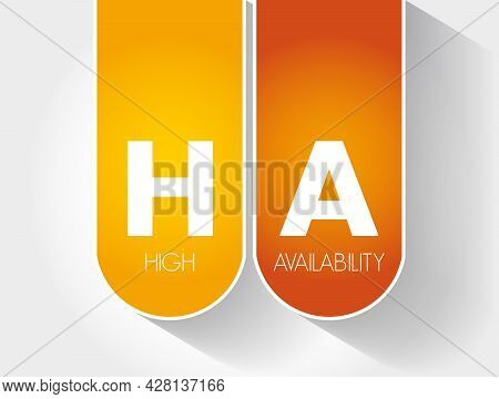 Ha - High Availability Acronym, Technology Concept Background