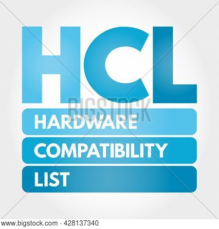 Hcl - Hardware Compatibility List Acronym, Technology Concept Background