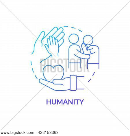 Humanity Against People Suffering Concept Icon. Humanitarian Aid Charachters. Empathy, Mercy And Com