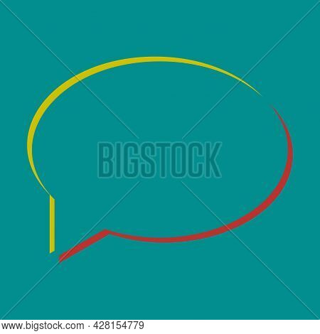 Speech Bubble Icon. Pseudo 3d Embossed Icon With Citrine And Persian Red Colors On Dark Cyan Backgro