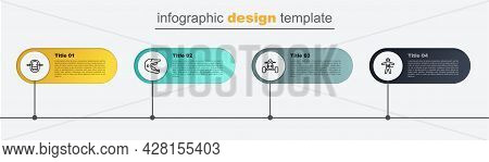 Set Line Bungee Jumping, Atv Motorcycle, Motocross Helmet And Rafting Boat. Business Infographic Tem