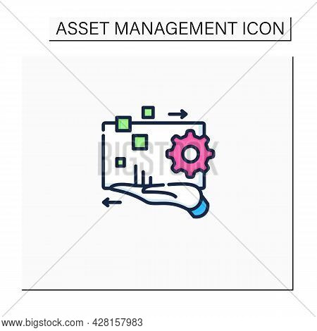 Digital Asset Management Color Icon. Electronic Media Content Management. Digital Accounts. Business