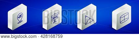 Set Isometric Line Square Root Of X Glyph, Chalkboard, Angle Bisector Triangle And Geometric Figure 