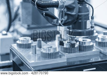 The Hi-technology  Material Handling Process By Robotic System. The Automatic Pneumatic Robotic Arm 