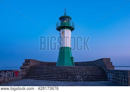 Lighthouse On The Baltic Sea Coast In Sassnitz , Germany.